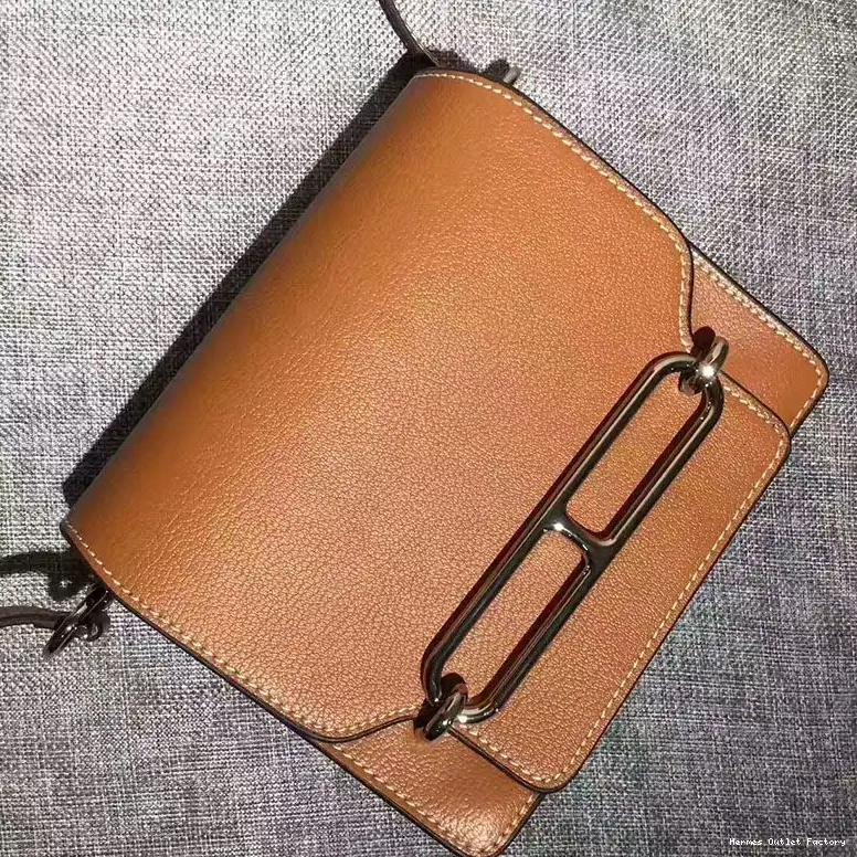Calfskin Palladium Leather Hardware In Hermes Bag Brown Roulis 0502